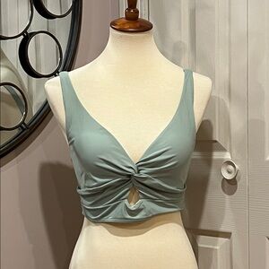 Elegant Twist-Front Sage Green Swimsuit Top